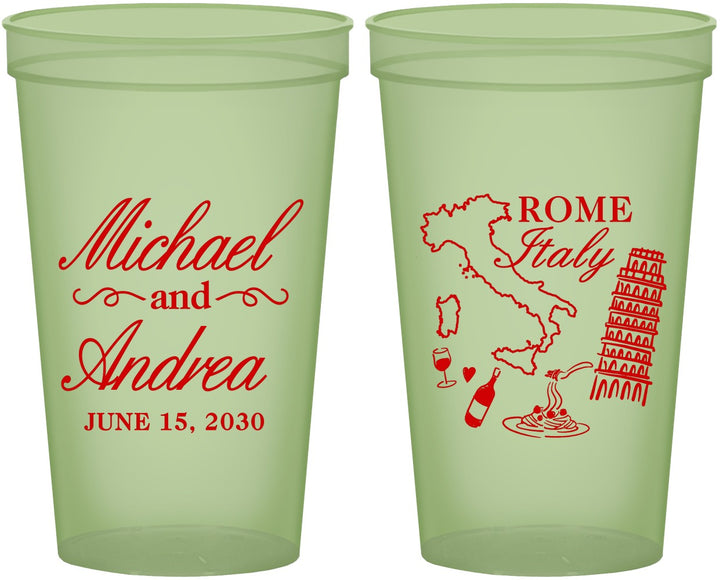 Custom Wedding 22 oz Glow In The Dark Cups - Italy | 515