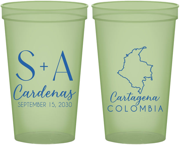 Custom Wedding 22 oz Glow In The Dark Cups - Colombia | 516