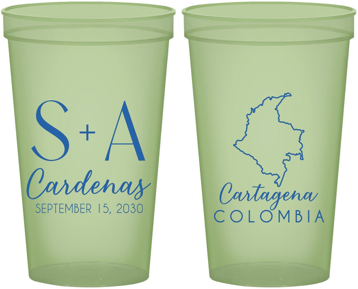 Custom Wedding 22 oz Glow In The Dark Cups - Colombia | 516