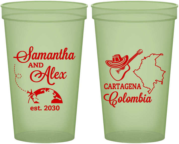 Custom Wedding 22 oz Glow In The Dark Cups - Colombia | 517