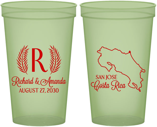 Custom Wedding 22 oz Glow In The Dark Cups - Costa Rica | 518
