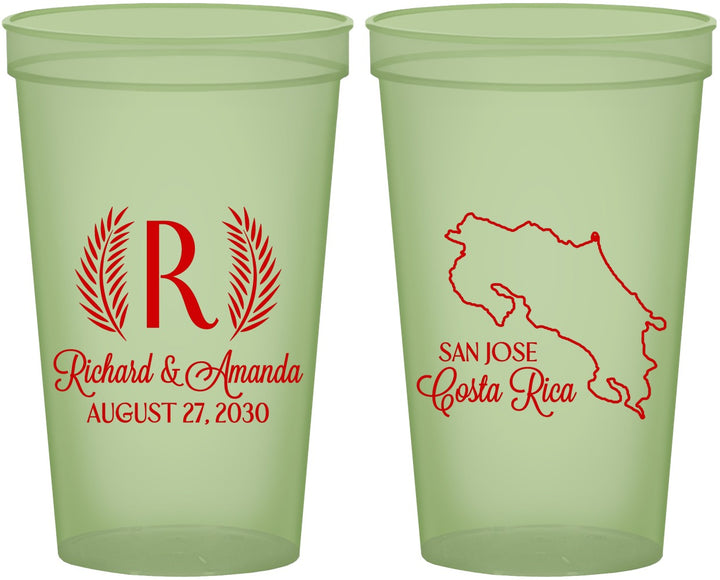Custom Wedding 22 oz Glow In The Dark Cups - Costa Rica | 518