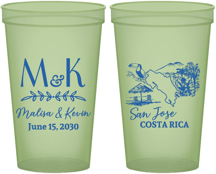 Custom Wedding 22 oz Glow In The Dark Cups - Costa Rica | 519
