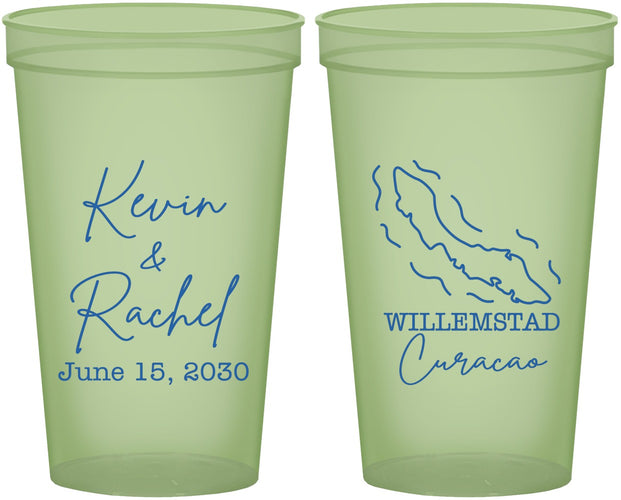 Custom Wedding 22 oz Glow In The Dark Cups - Curacao | 520