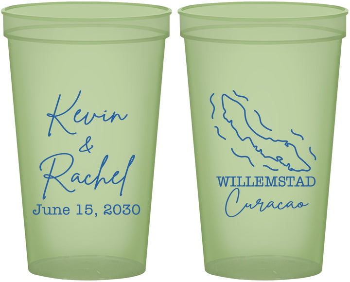 Custom Wedding 22 oz Glow In The Dark Cups - Curacao | 520