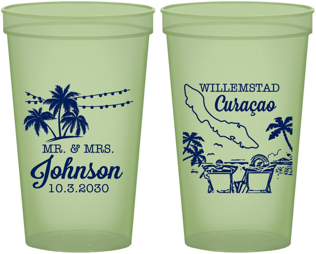 Custom Wedding 22 oz Glow In The Dark Cups - Curacao | 521