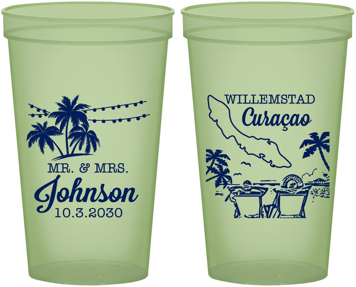 Custom Wedding 22 oz Glow In The Dark Cups - Curacao | 521