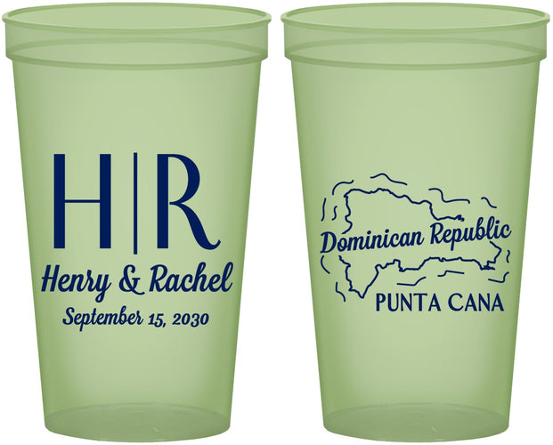 Custom Wedding 22 oz Glow In The Dark Cups - Domincan Republic | 522