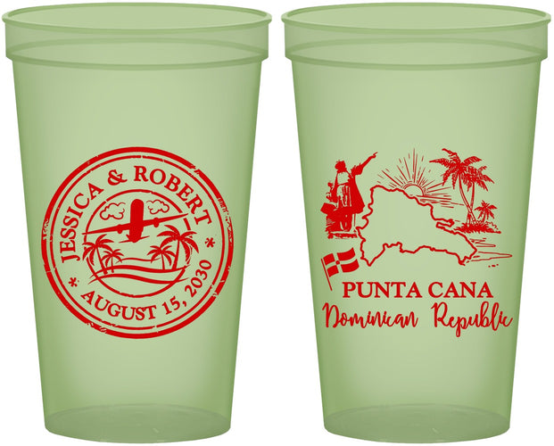 Custom Wedding 22 oz Glow In The Dark Cups - Domincan Republic | 523