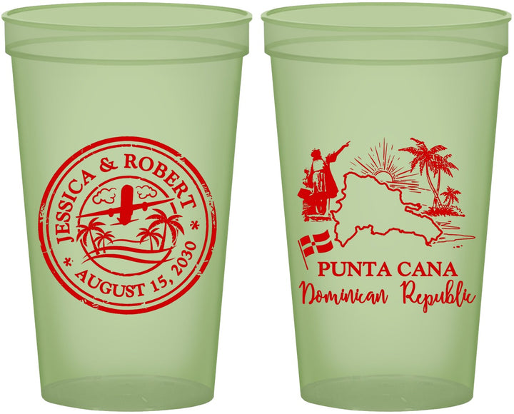 Custom Wedding 22 oz Glow In The Dark Cups - Domincan Republic | 523