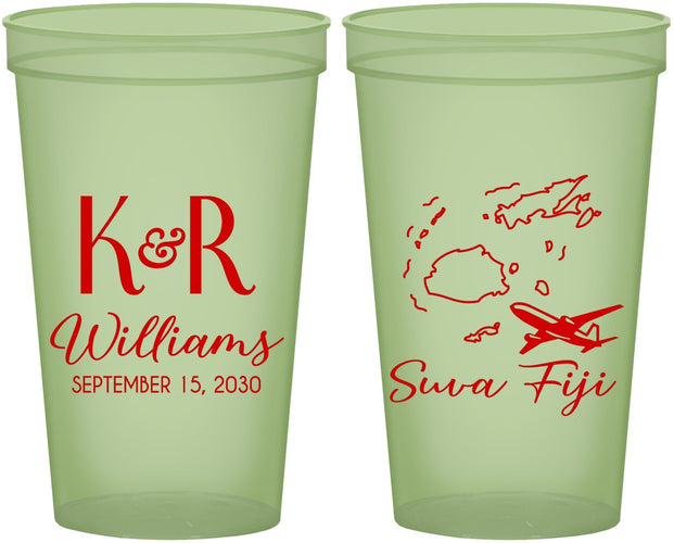 Custom Wedding 22 oz Glow In The Dark Cups - Fiji | 524