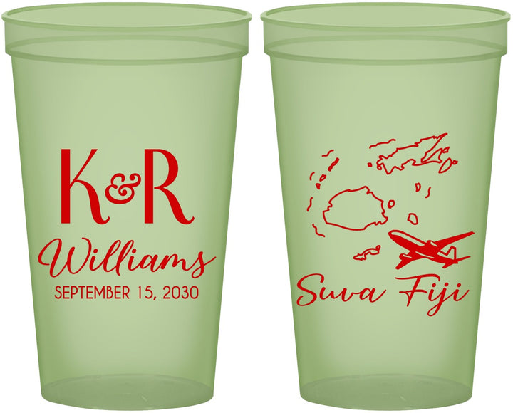 Custom Wedding 22 oz Glow In The Dark Cups - Fiji | 524