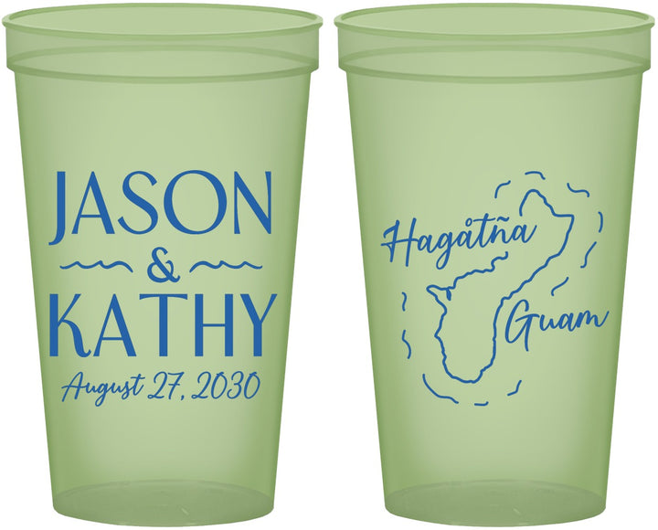 Custom Wedding 22 oz Glow In The Dark Cups - Guam | 526