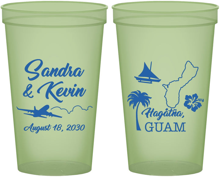 Custom Wedding 22 oz Glow In The Dark Cups - Guam | 527