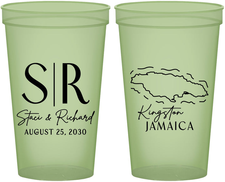 Custom Wedding 22 oz Glow In The Dark Cups - Jamaica | 530