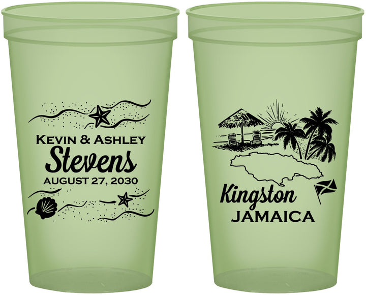 Custom Wedding 22 oz Glow In The Dark Cups - Jamaica | 531