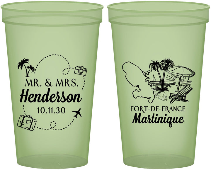 Custom Wedding 22 oz Glow In The Dark Cups - Martinique | 533