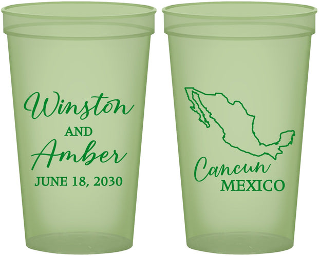 Custom Wedding 22 oz Glow In The Dark Cups - Mexico | 534