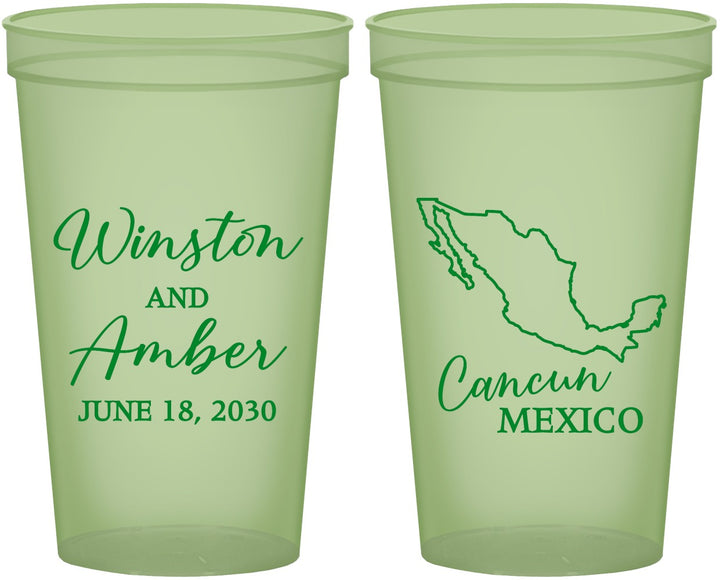 Custom Wedding 22 oz Glow In The Dark Cups - Mexico | 534