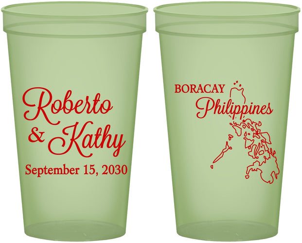 Custom Wedding 22 oz Glow In The Dark Cups - Philippines | 536