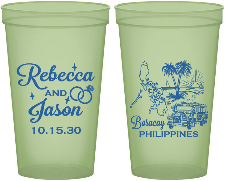 Custom Wedding 22 oz Glow In The Dark Cups - Philippines | 537