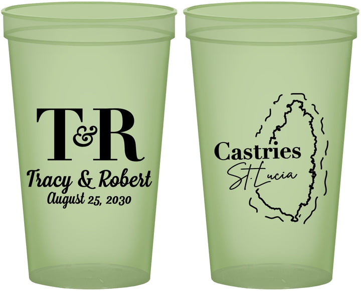 Custom Wedding 22 oz Glow In The Dark Cups - St Lucia | 540