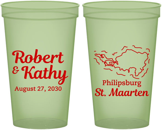 Custom Wedding 22 oz Glow In The Dark Cups - St Maarten | 542