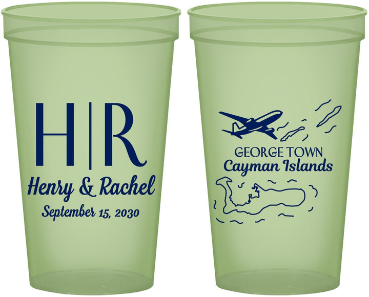 Custom Wedding 22 oz Glow In The Dark Cups - Cayman Island | 544