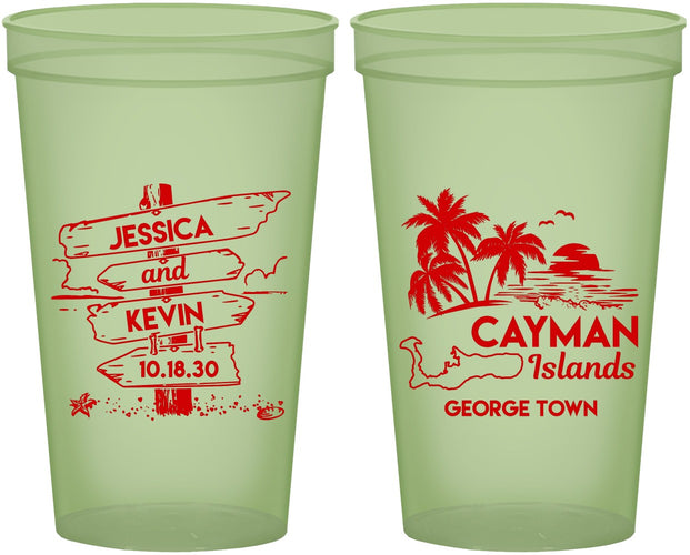 Custom Wedding 22 oz Glow In The Dark Cups - Cayman Island | 545
