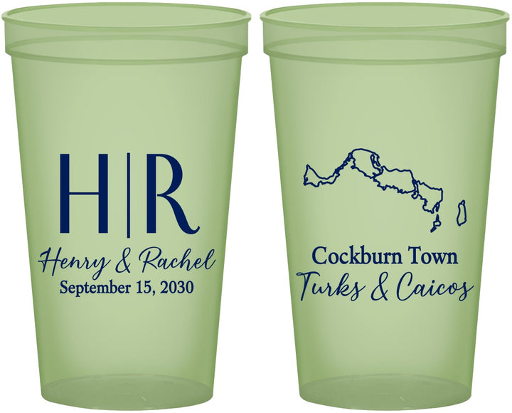 Custom Wedding 22 oz Glow In The Dark Cups - Turks And Caicos | 546