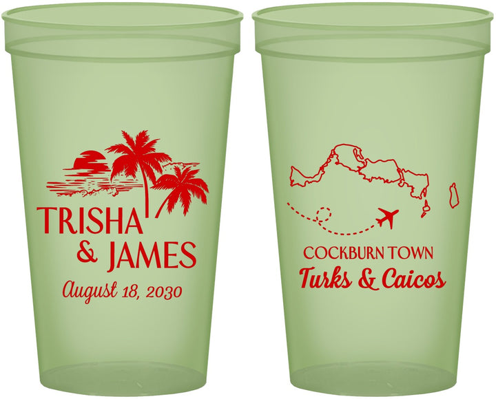 Custom Wedding 22 oz Glow In The Dark Cups - Turks And Caicos | 547