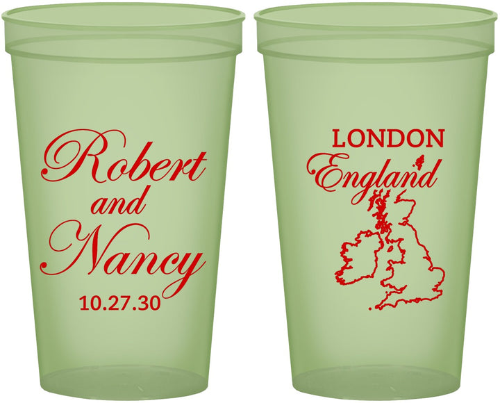 Custom Wedding 22 oz Glow In The Dark Cups - England | 548