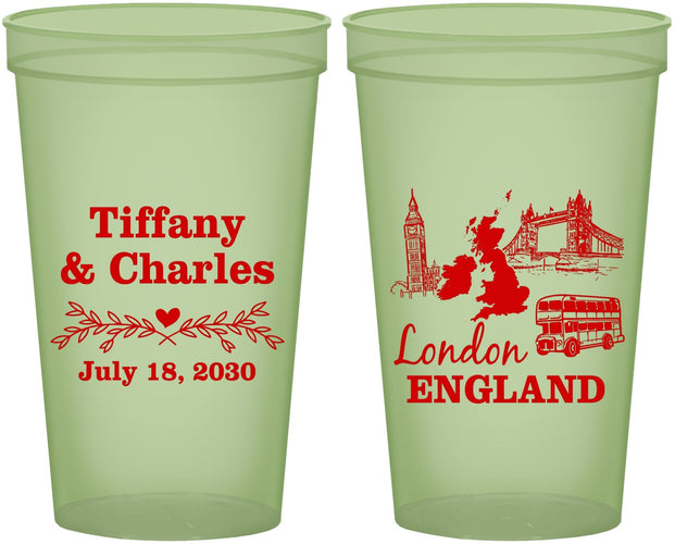Custom Wedding 22 oz Glow In The Dark Cups - England | 549