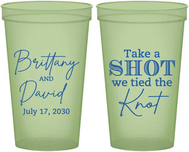 Custom Wedding 22 oz Glow In The Dark Cups - Take A Shot We Tied The Knot | 550