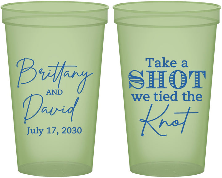 Custom Wedding 22 oz Glow In The Dark Cups - Take A Shot We Tied The Knot | 550