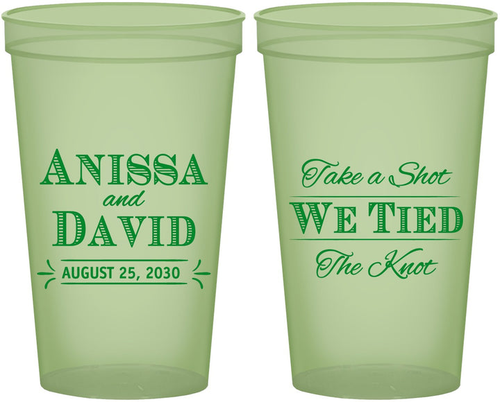 Custom Wedding 22 oz Glow In The Dark Cups - Take A Shot We Tied The Knot | 551