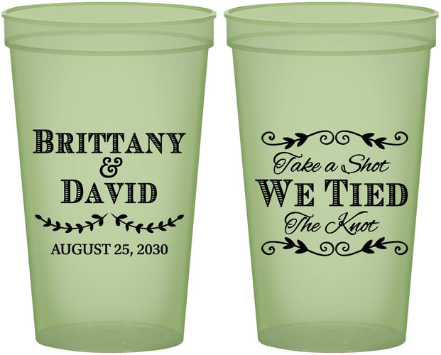 Custom Wedding 22 oz Glow In The Dark Cups - Take A Shot We Tied The Knot | 552