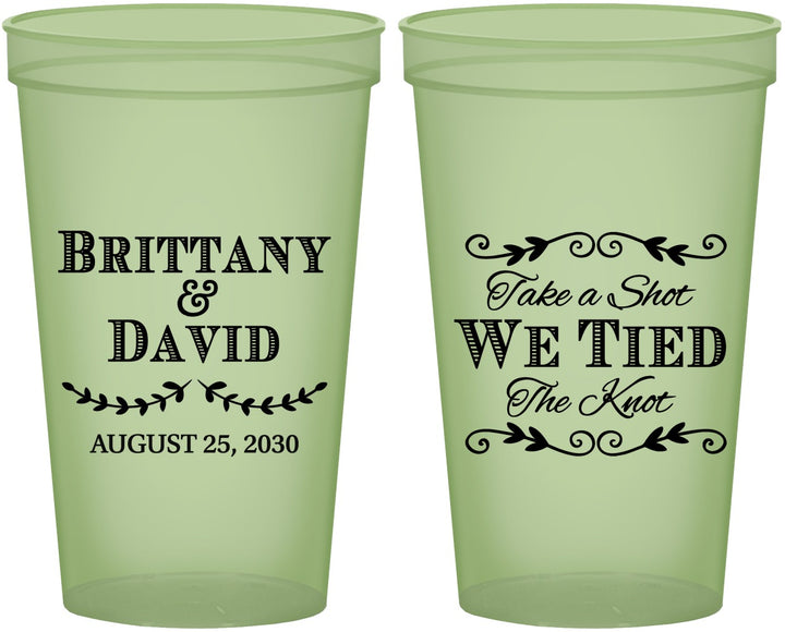 Custom Wedding 22 oz Glow In The Dark Cups - Take A Shot We Tied The Knot | 552