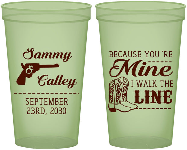Custom Wedding 22 oz Glow In The Dark Cups - I Walk The Line | 555
