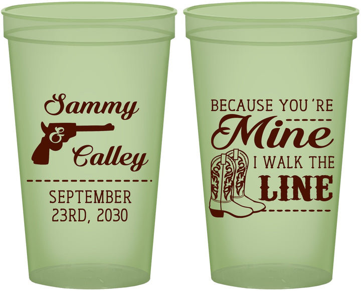 Custom Wedding 22 oz Glow In The Dark Cups - I Walk The Line | 555