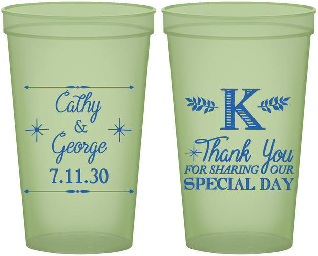 Custom Wedding 22 oz Glow In The Dark Cups - Monogram | 556