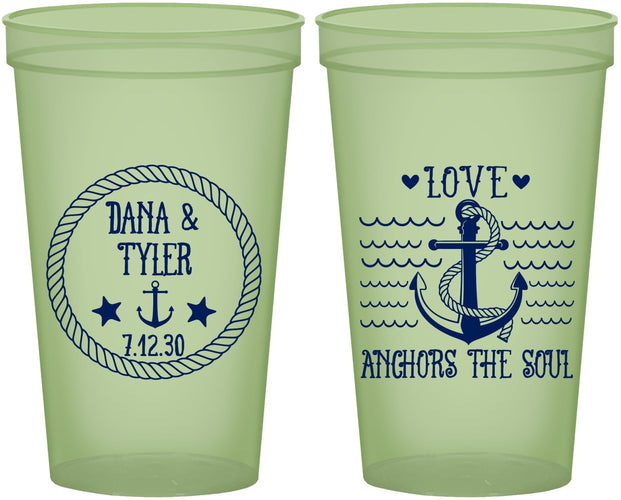 Custom Wedding 22 oz Glow In The Dark Cups - Anchor The Soul | 558