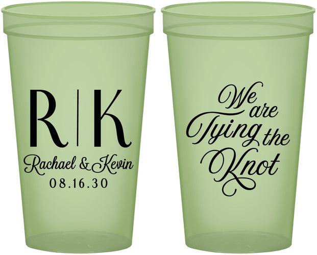Custom Wedding 22 oz Glow In The Dark Cups - Monogram Tying Knot | 559