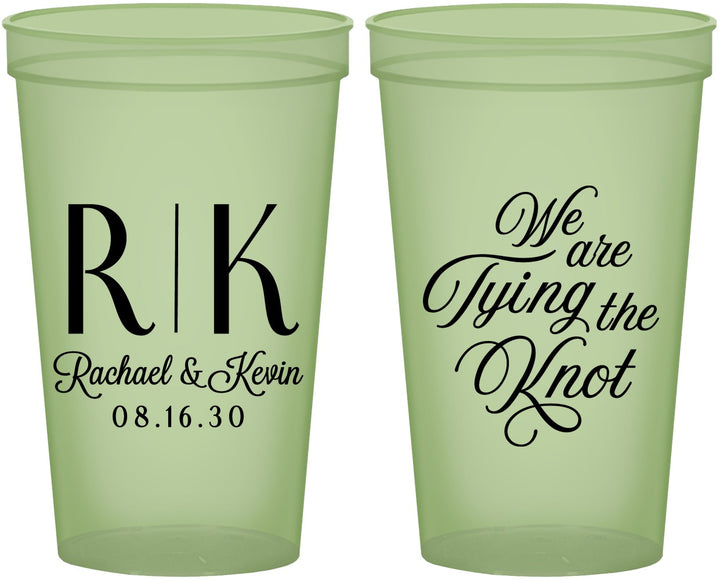 Custom Wedding 22 oz Glow In The Dark Cups - Monogram Tying Knot | 559