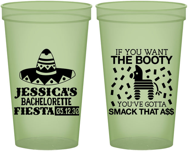 Custom Bachelorette 22 oz Glow In The Dark Cups - Mexico Fiesta | 60006