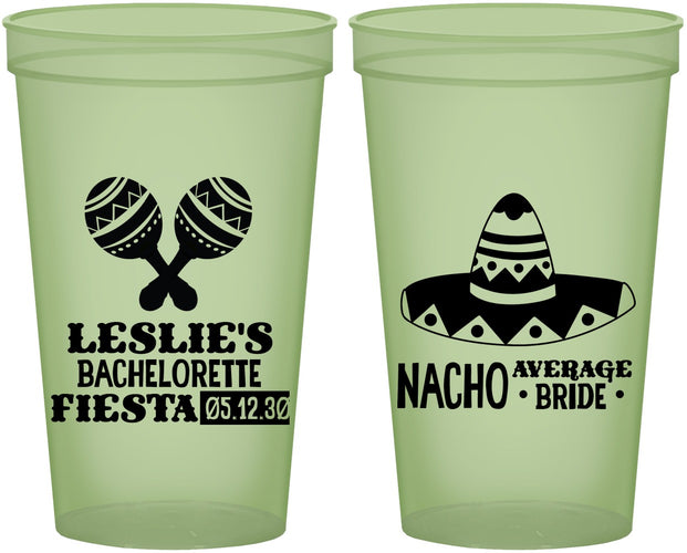 Custom Bachelorette 22 oz Glow In The Dark Cups - Nacho Average Bride | 60007
