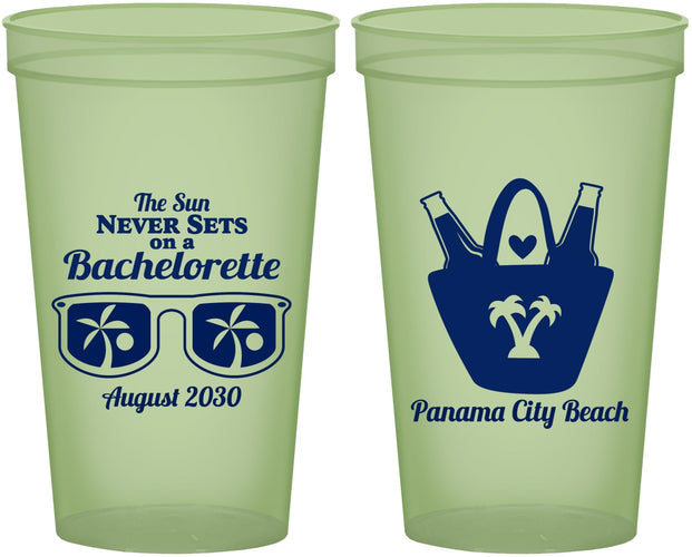 Custom Bachelorette 22 oz Glow In The Dark Cups - Beach | 60010