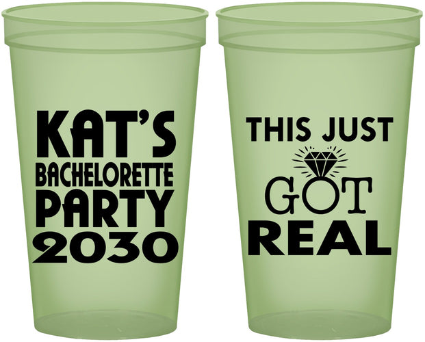 Custom Bachelorette 22 oz Glow In The Dark Cups - This Just Got Real | 60013