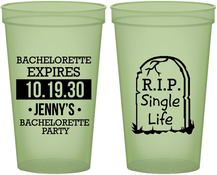 Custom Bachelorette 22 oz Glow In The Dark Cups - Rip Single Life | 60014