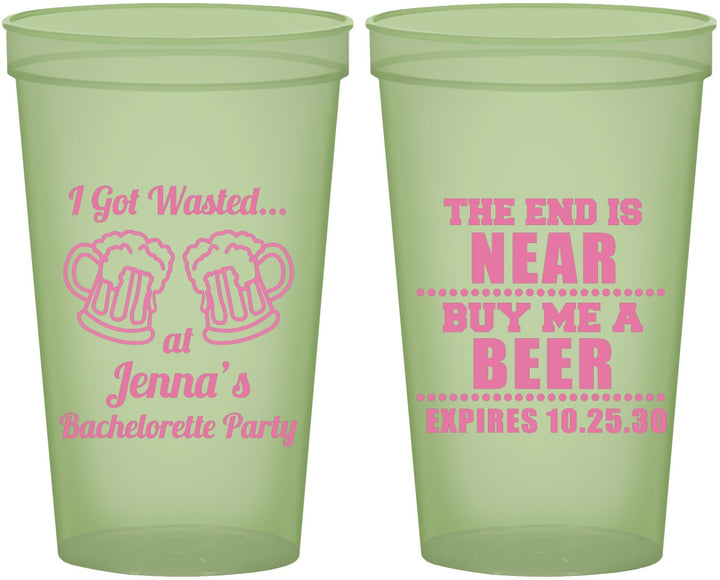 Custom Bachelorette 22 oz Glow In The Dark Cups - I Got Wasted | 60015